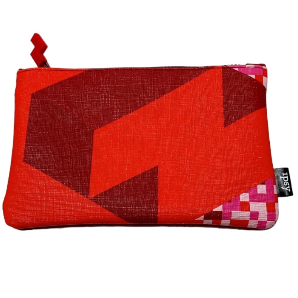 Ipsy Tetris red travel cosmetics bag